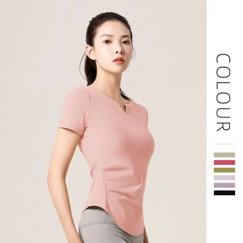 Juyatang Sports Nylon Yoga Short Sleeve Yoga Suit High Elastic Short Sleeve Breathable Sweat Wicking Yoga Top