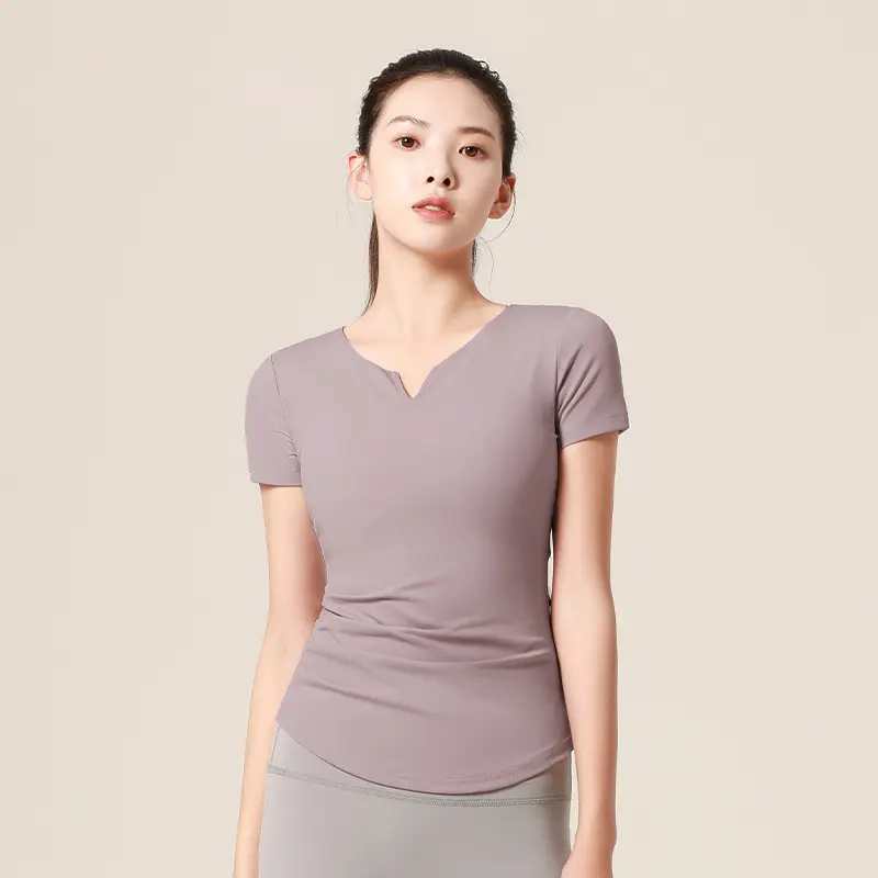Juyatang Sports Nylon Yoga Short Sleeve Yoga Suit High Elastic Short Sleeve Breathable Sweat Wicking Yoga Top