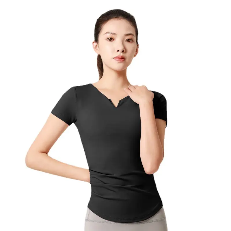 Juyatang Sports Nylon Yoga Short Sleeve Yoga Suit High Elastic Short Sleeve Breathable Sweat Wicking Yoga Top