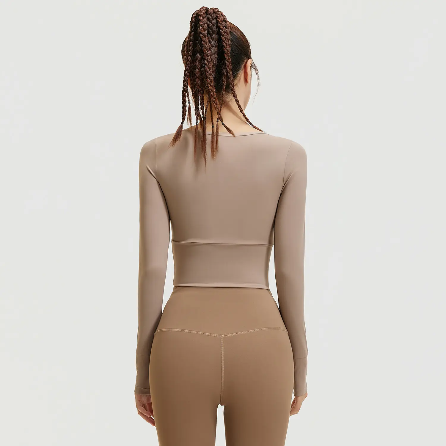 splicing women's yoga clothes with chest pads, sports tops, fitness clothes, breathable and thin running fitness long sleeves