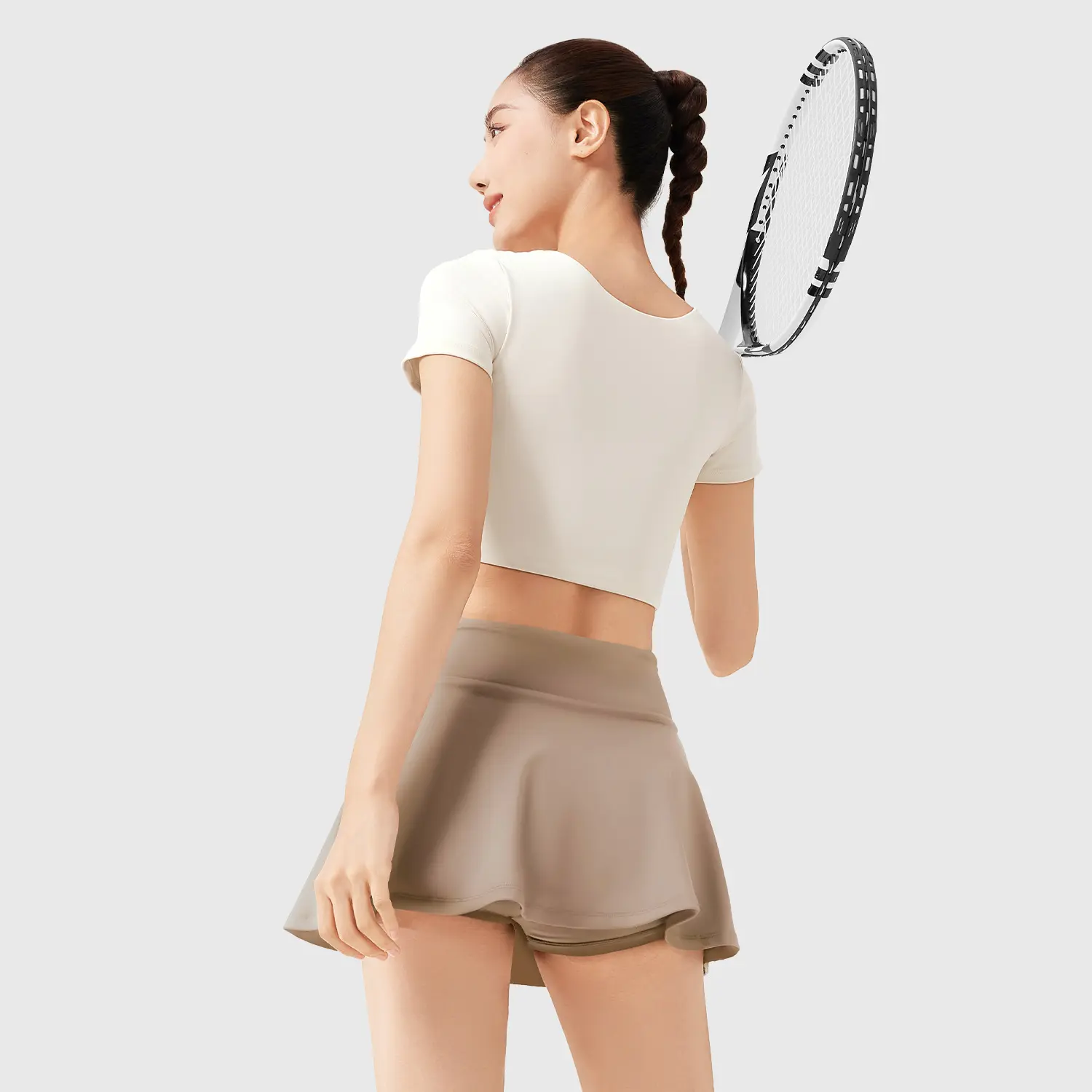 Juyitang summer color matching fake two-piece yoga two-piece set anti-light high waist sports fitness suit women