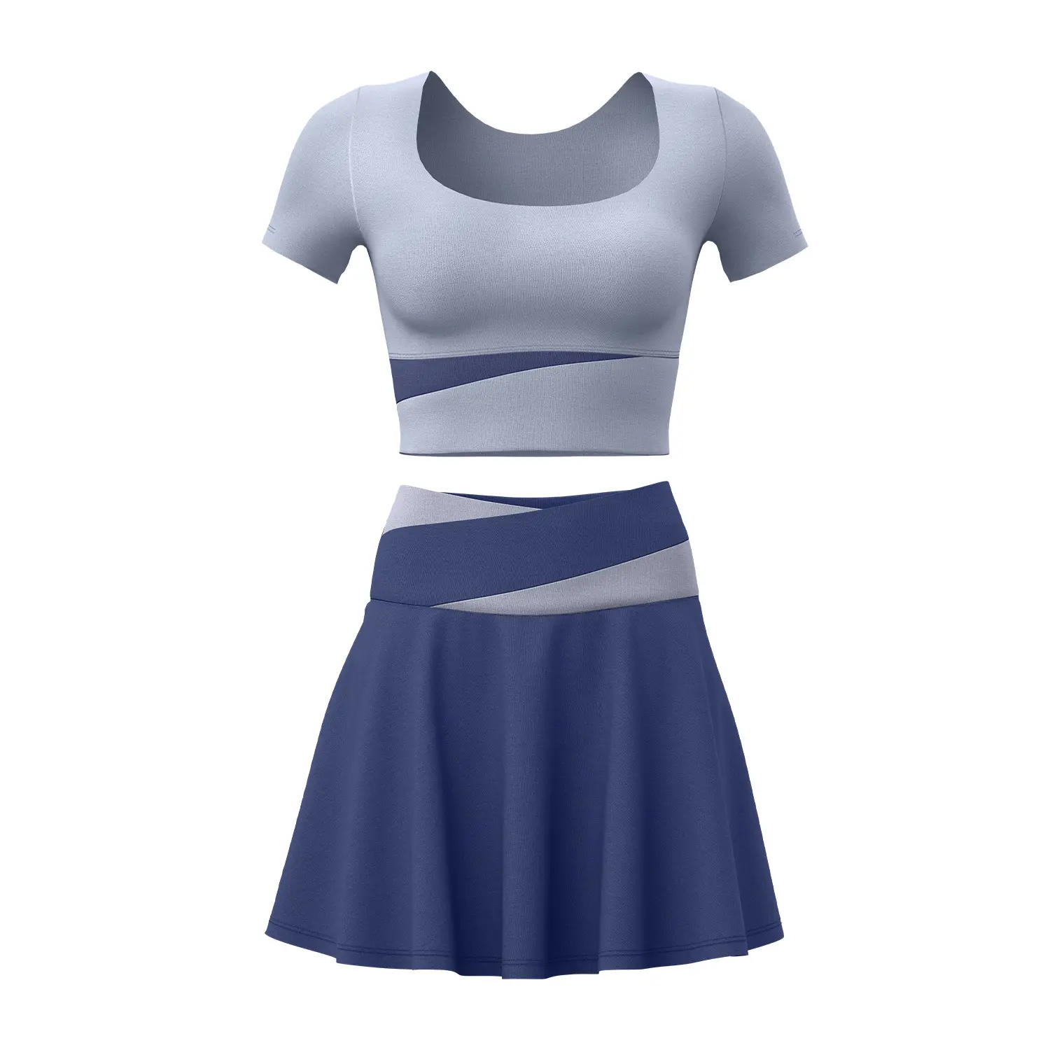 Juyitang summer color matching fake two-piece yoga two-piece set anti-light high waist sports fitness suit women