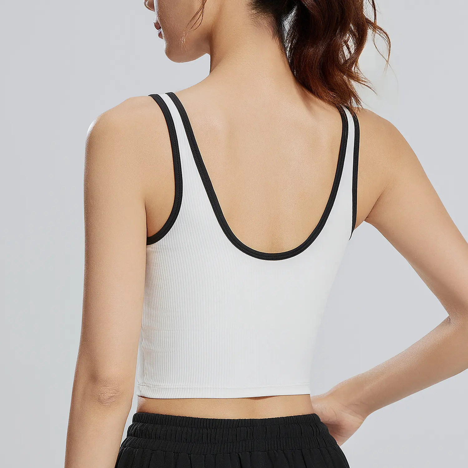Juyitang's new zipper contrasting vest, striped slim-fitting and breathable fixed chest pad, shockproof yoga vest for women