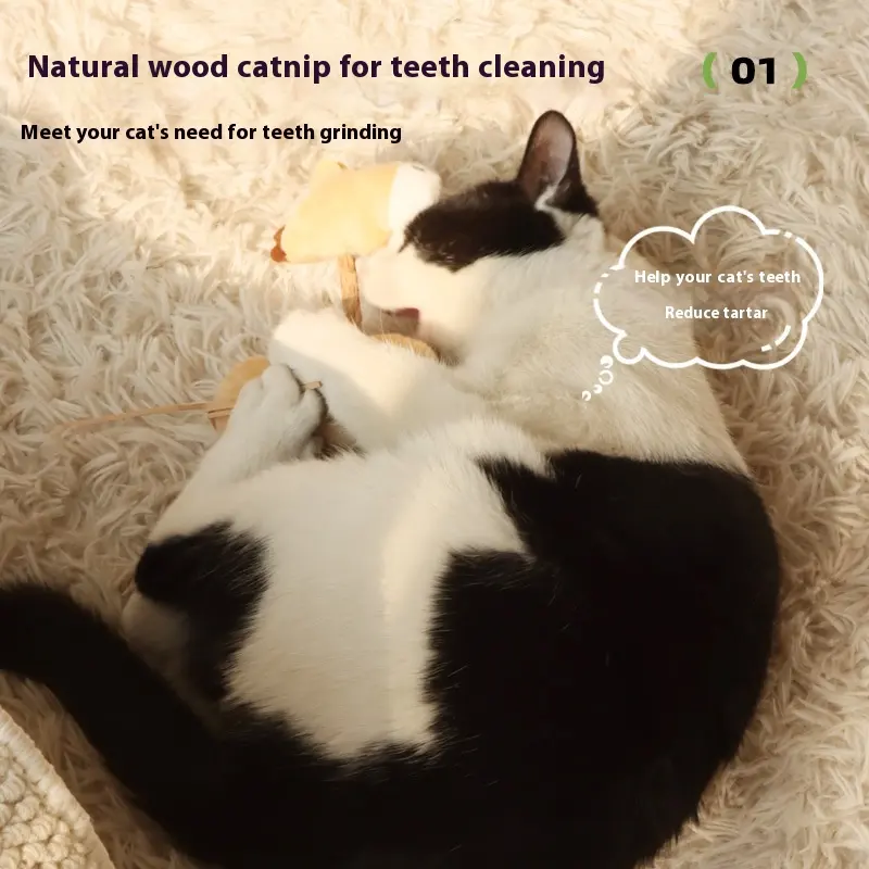 Cat Toys Self-Hi Catnip Wood Polygonum Teeth Grinding Stick Teeth Cleansing and Bite-resistant Pet Supplies Cat Toys Wholesale