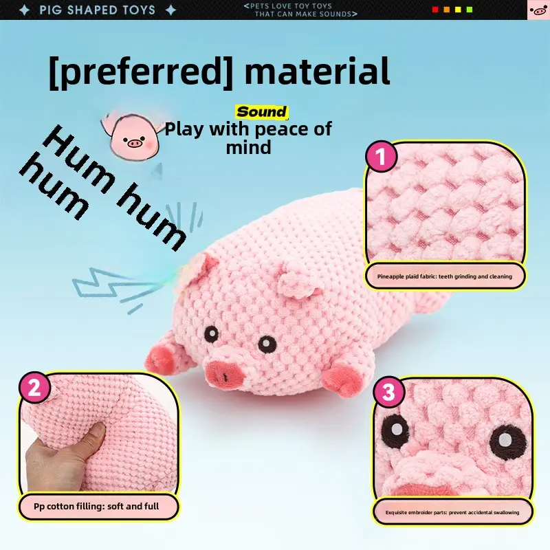 Plush sounding pink pig dog toy teething bite-resistant pet puppy puppy Teddy Corgi is a fun-loving bear
