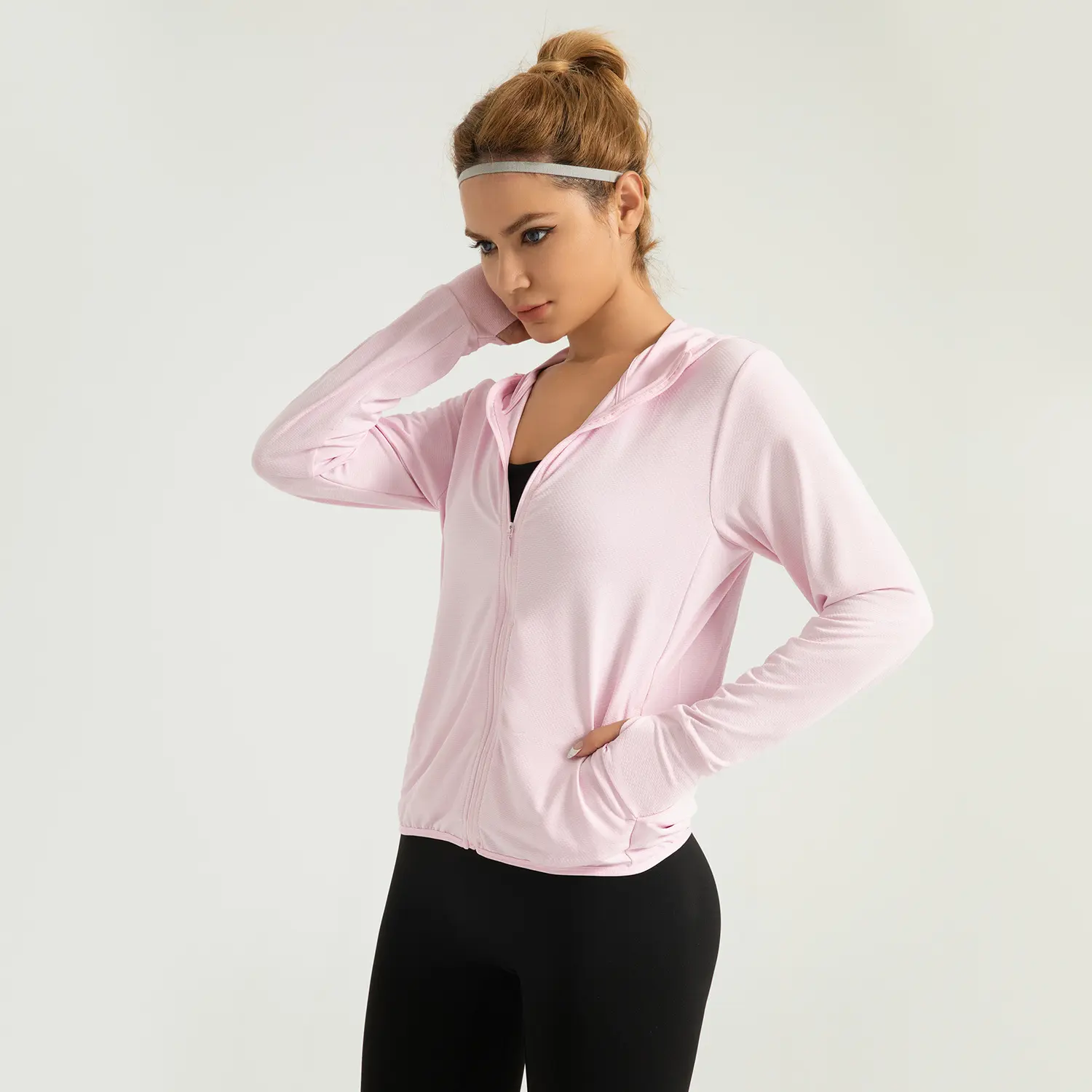 Summer new hooded sunscreen jacket women's outdoor jacquard breathable sunscreen clothing
