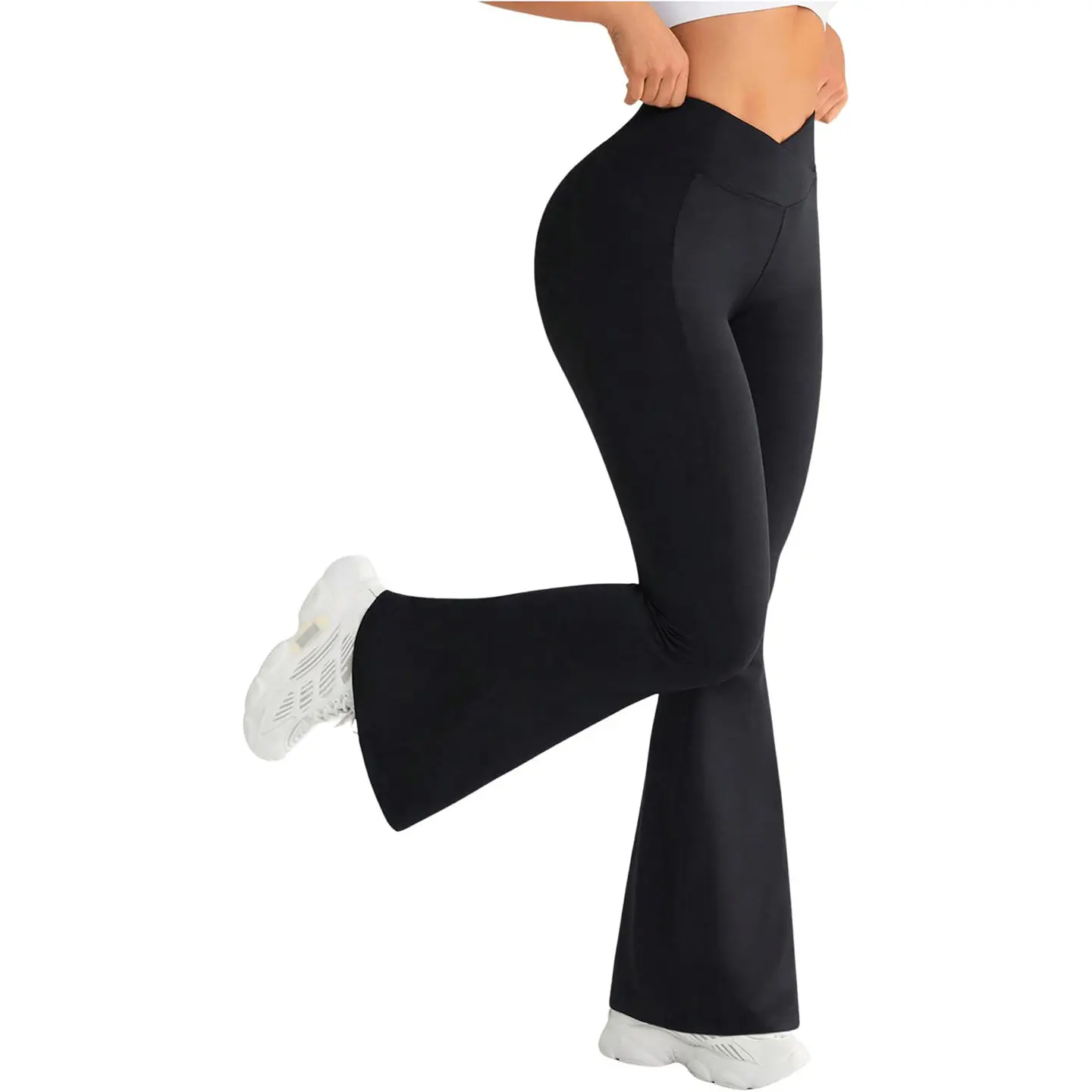 V waist cross long yoga pants sports fitness wide leg pants yoga pants women