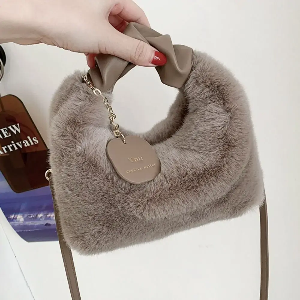 New Winter Plush Bag Long Fur Handbag High-capacity Women's Crossbody Bag Fashion Trend Single Shoulder Bag Purses Handbags