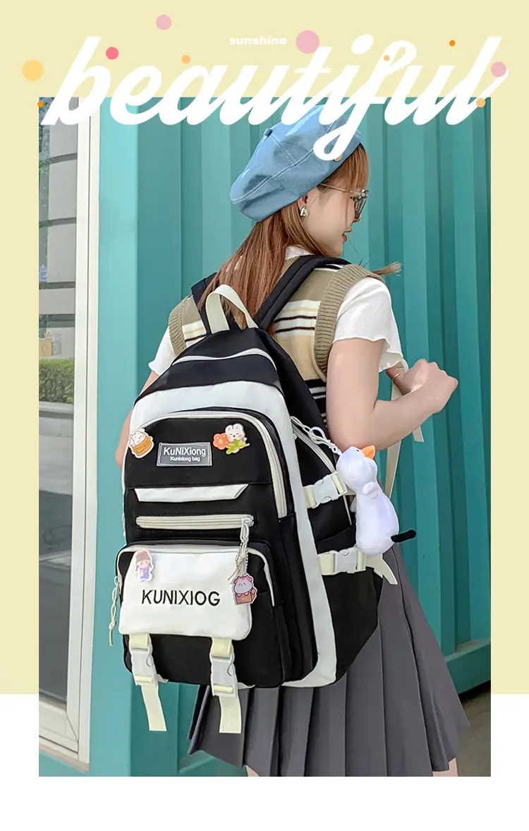 School bag female high value cute student backpack large capacity light backpack school bag school backpack
