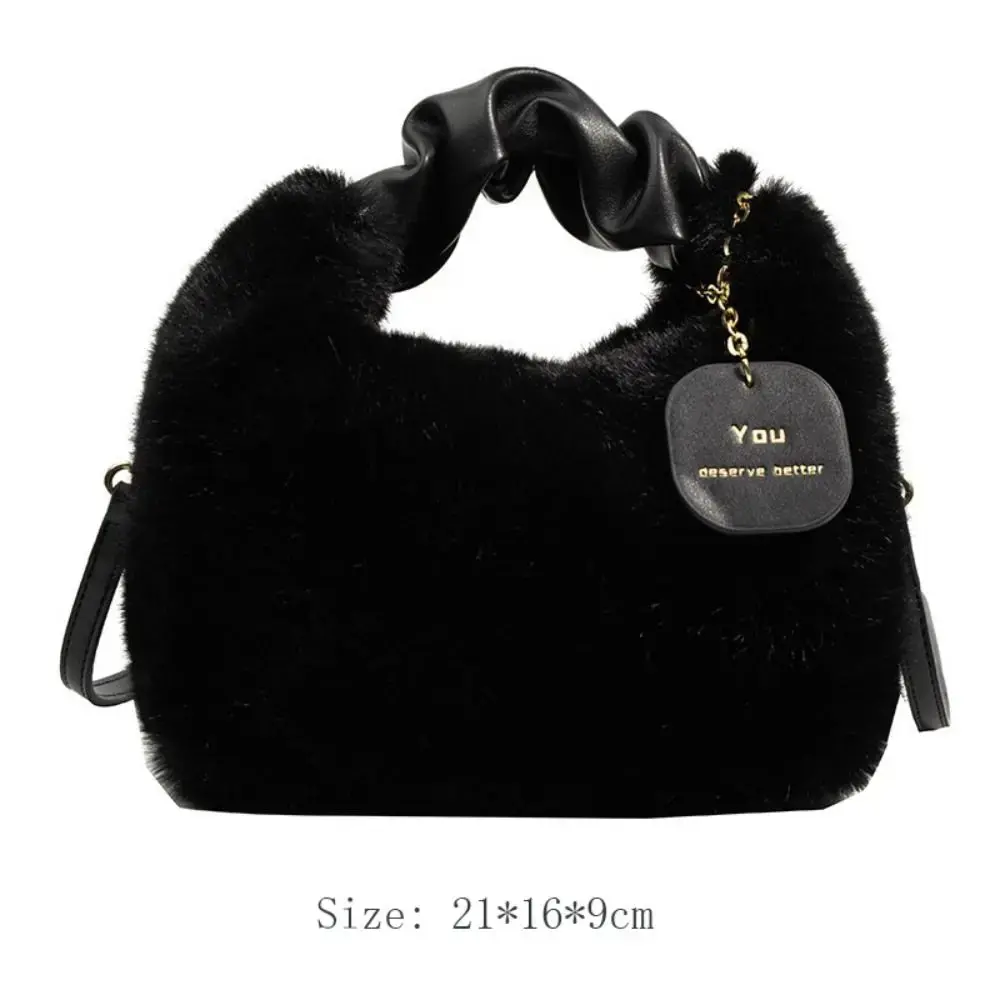 New Winter Plush Bag Long Fur Handbag High-capacity Women's Crossbody Bag Fashion Trend Single Shoulder Bag Purses Handbags