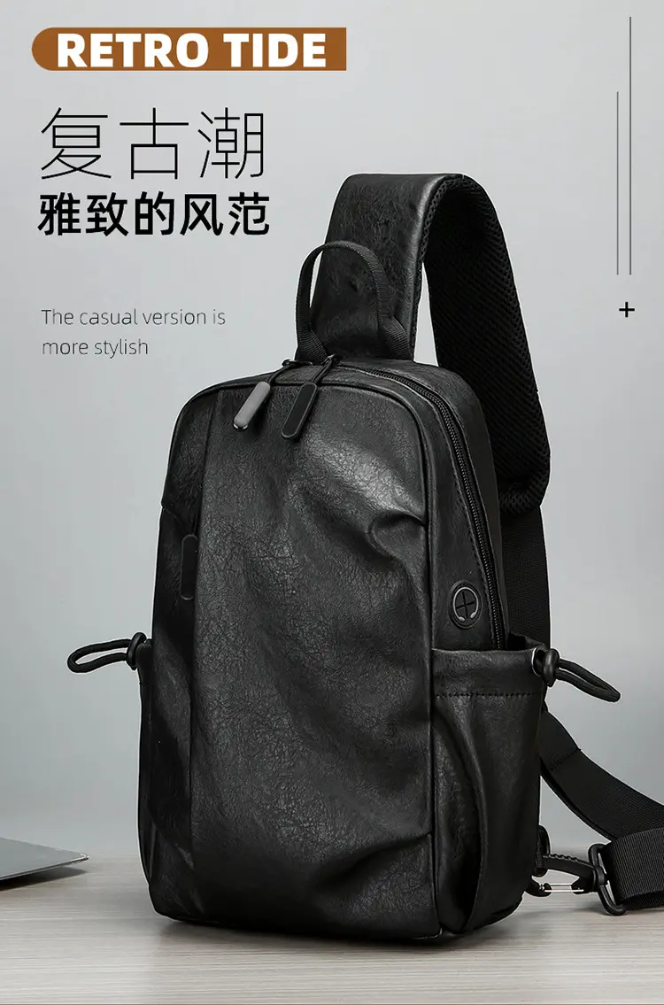 Breast bag men's retro waterproof can put 9.7 inch flat shoulder messenger bag men bag