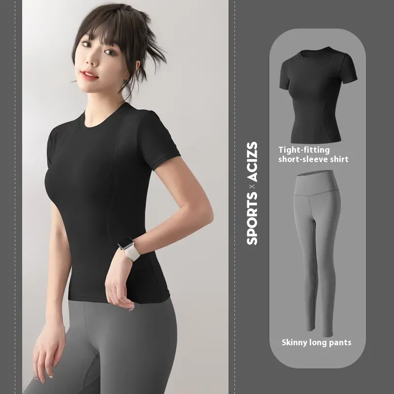 Juyitang Yoga Clothing Women's Summer Fashion Skinny Sexy Running Gym Beginner Sports Suit vêtements sport femme