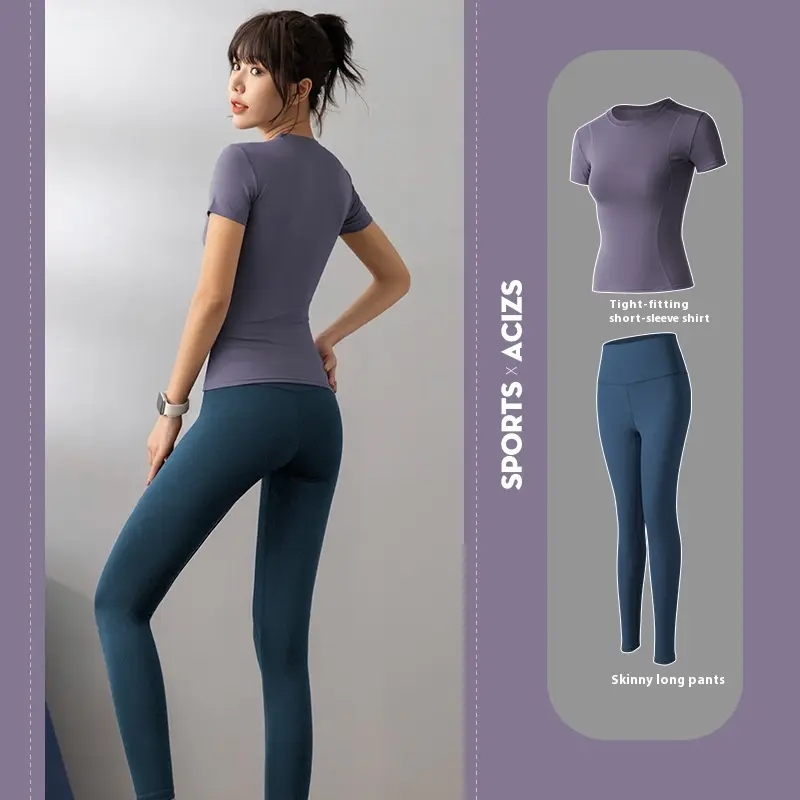 Juyitang Yoga Clothing Women's Summer Fashion Skinny Sexy Running Gym Beginner Sports Suit vêtements sport femme