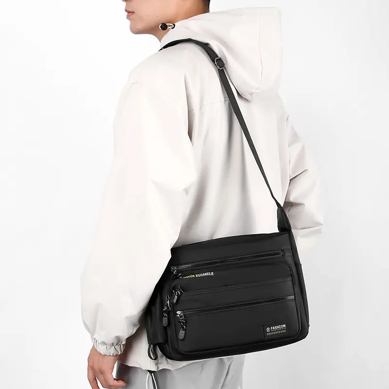 Men's shoulder bag business men's five-layer zipper messenger bag large capacity single backpack mens bag