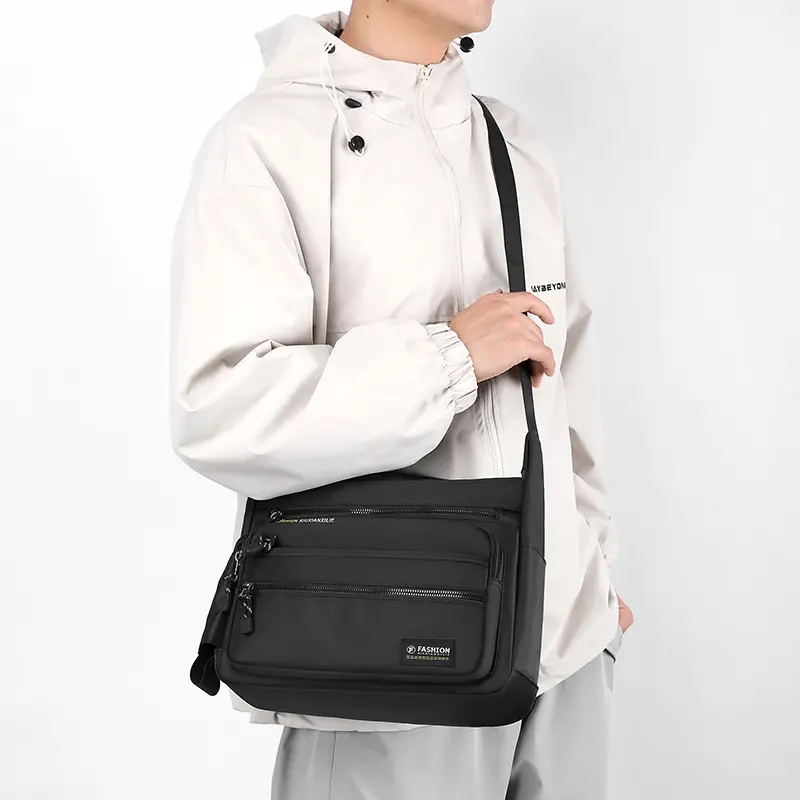 Men's shoulder bag business men's five-layer zipper messenger bag large capacity single backpack mens bag
