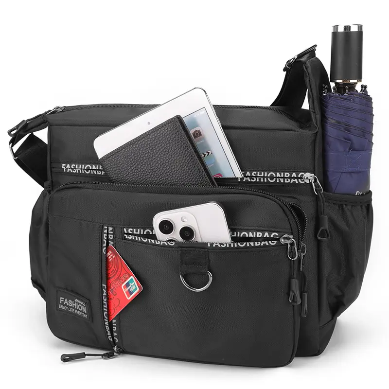 Men's bag multi-layer shoulder bag large capacity travel bag casual waterproof messenger bag multi-compartment men bag