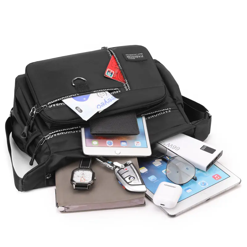 Men's bag multi-layer shoulder bag large capacity travel bag casual waterproof messenger bag multi-compartment men bag