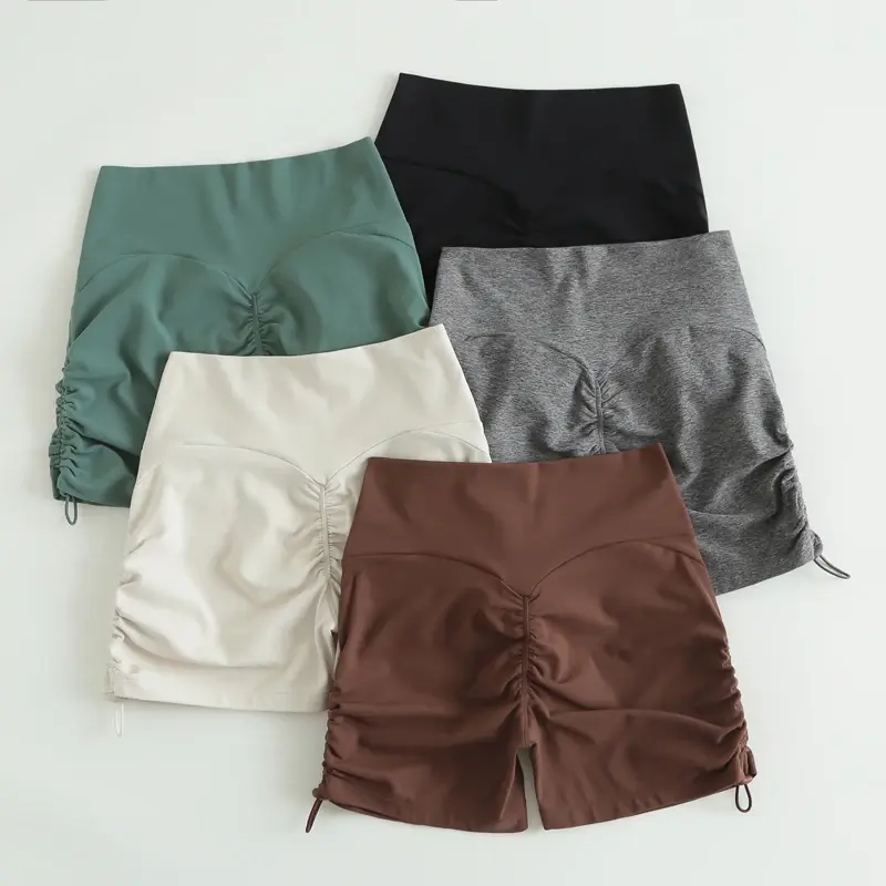 Drawstring yoga pants high waist hips workout shorts biker shorts yoga shorts shorts for women