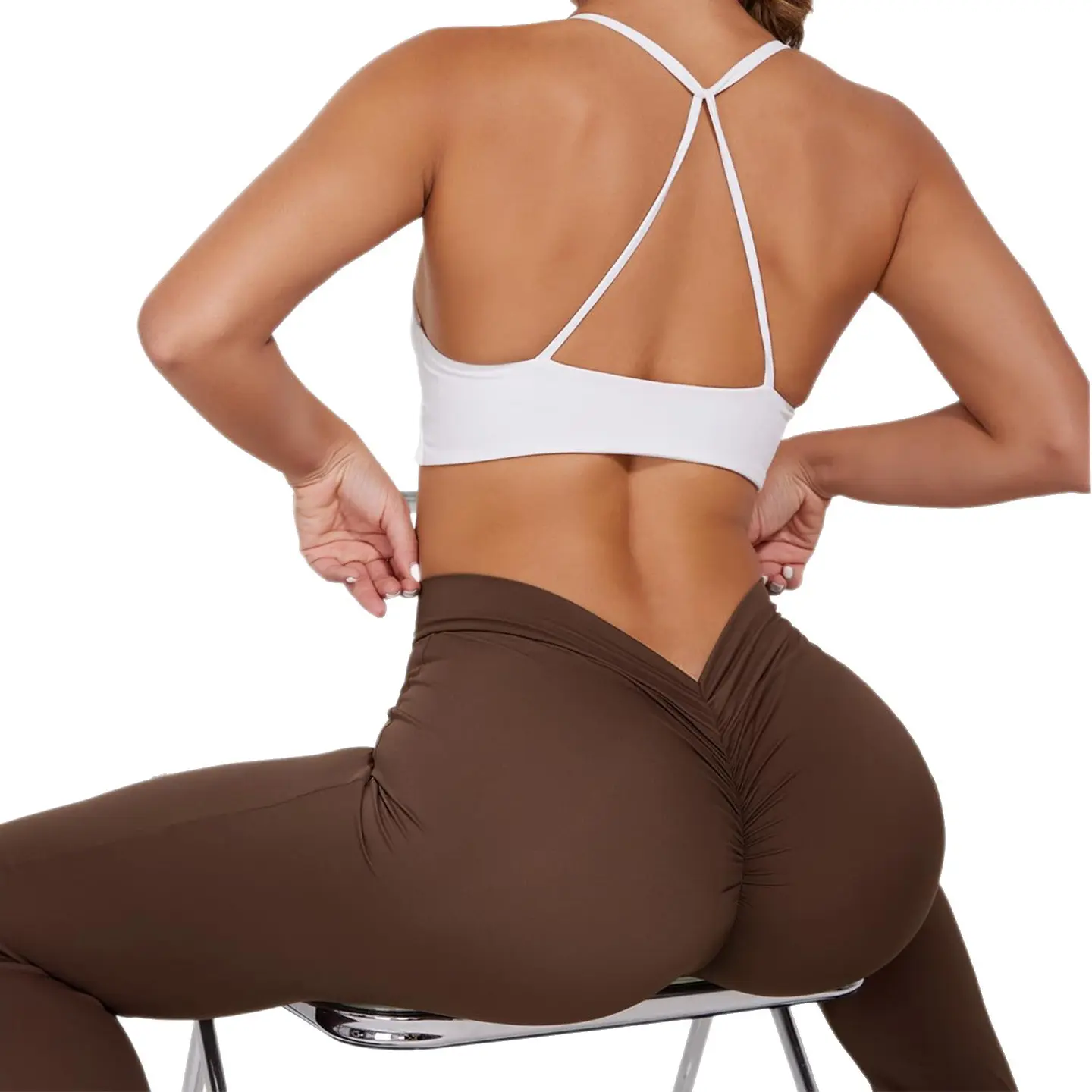 High elastic V waist loose casual hip lift waist outdoor running fitness wide leg pants yoga pants women
