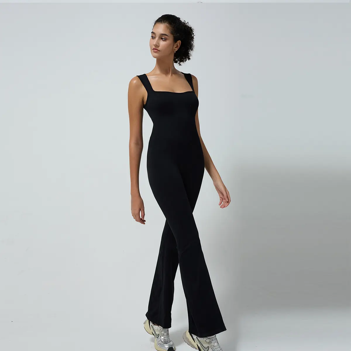 No chest pad seamless square neck vest flared trousers yoga jumpsuit one-piece yoga suit women gym set women