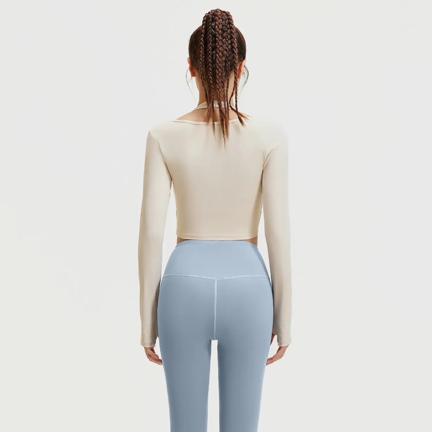 Juyatang fake two-piece neck top with chest pad sports suit breathable Pilates yoga gym set women