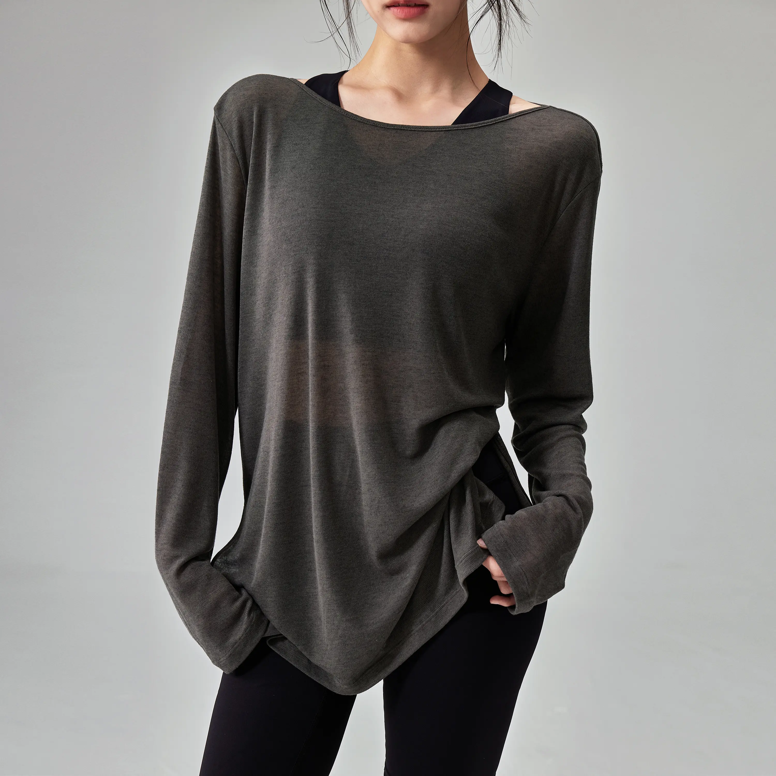 Thin Quick-Drying Yoga Top Women's Breathable Loose Sports Running Training Fitness Long Sleeve Blouse Workout Tops for Women