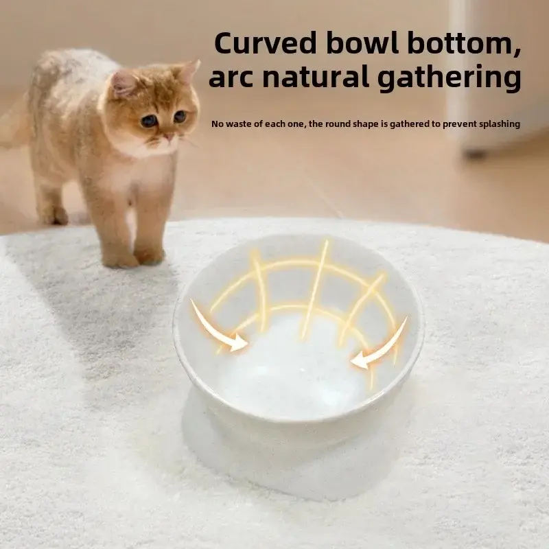 Large opening tall plastic cat bowl classic neck guard against spilling cat and dog pet food