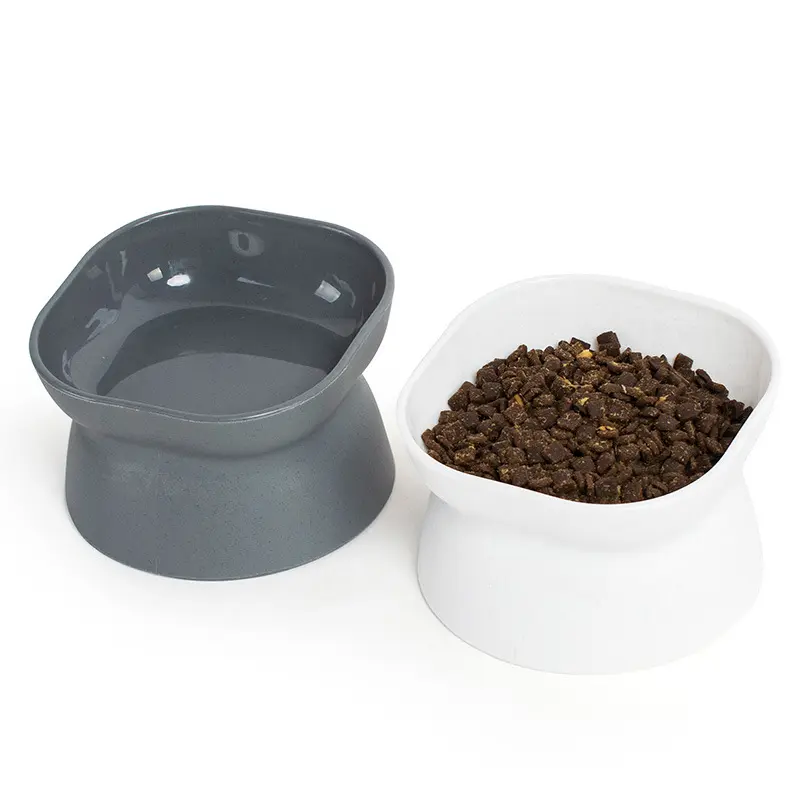 Large opening tall plastic cat bowl classic neck guard against spilling cat and dog pet food