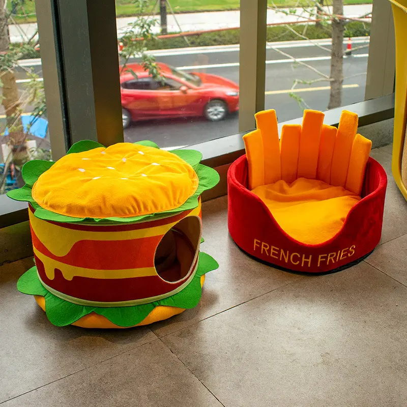 Winter warm French fries cat nest large capacity cat sleep nest removable open pet nest can be cleaned cat villa