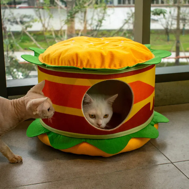 Winter warm French fries cat nest large capacity cat sleep nest removable open pet nest can be cleaned cat villa