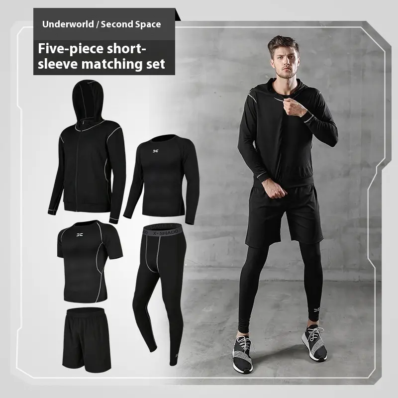 Sports suit men's casual men's fitness wear tight running training pants gym clothing men