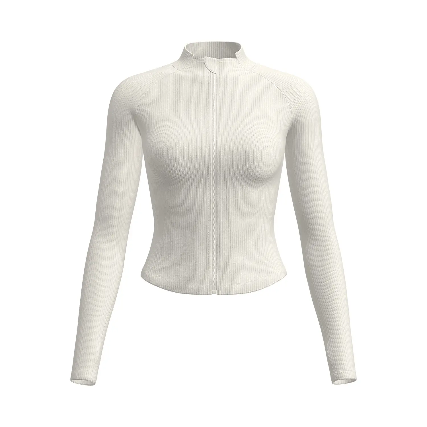 Juyitang's new striped high and low neck slim sports jacket running fitness yoga jacket women fitness femme