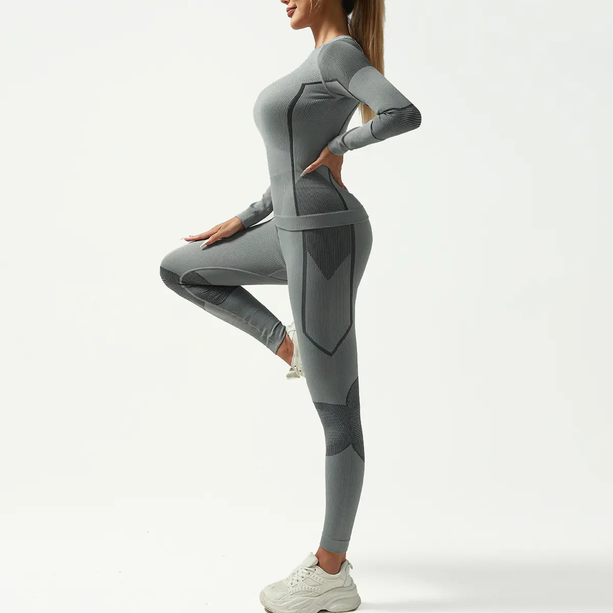 Skiing sportswear thickened tight quick-drying thermal underwear set sport set women gym set women