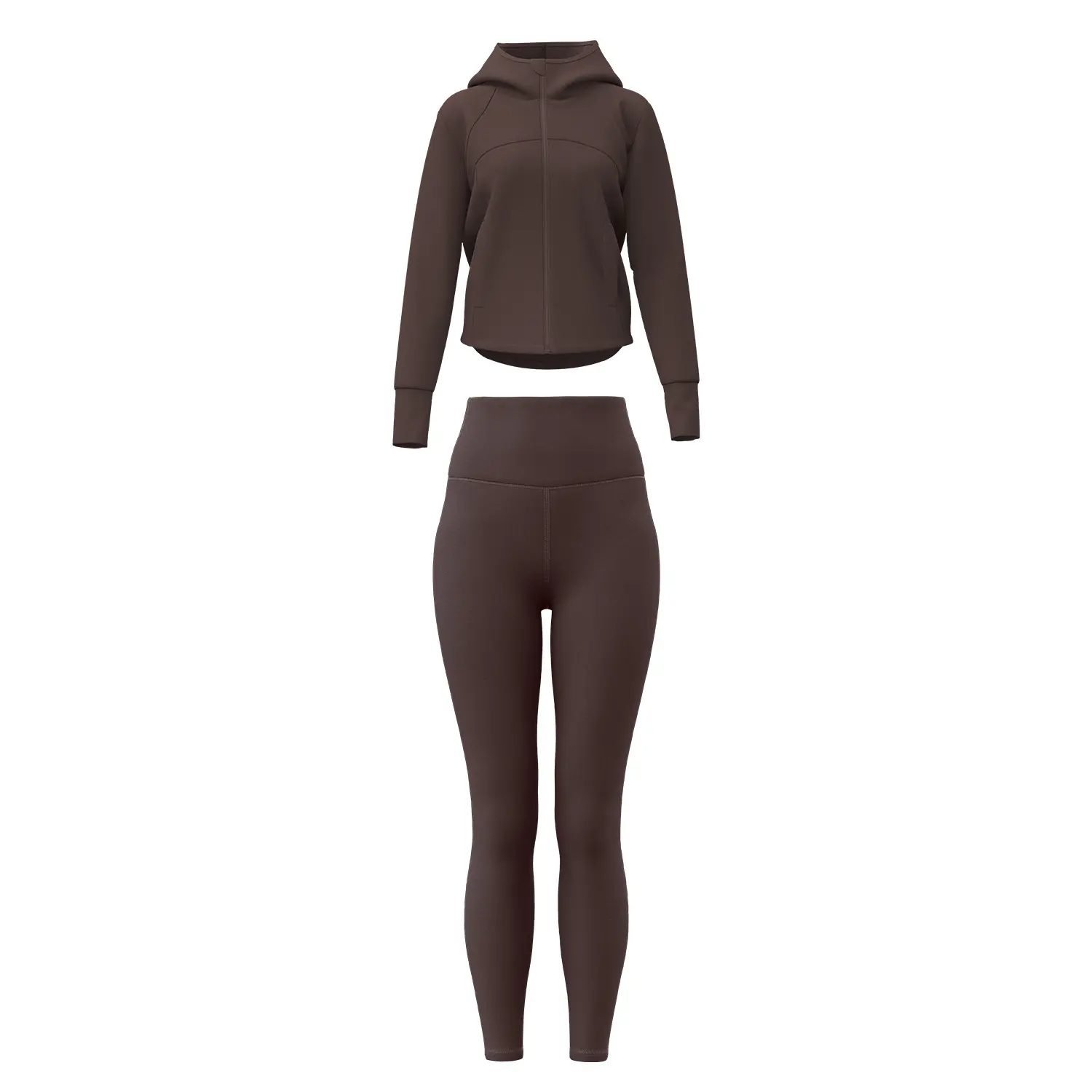 Juyitang autumn and winter peach velvet set, velvet thickened warm hooded pocket sports yoga set