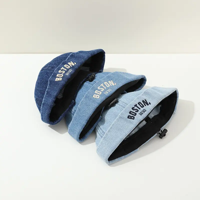 Blue Denim Melon Cap Baby Dome Brimless Hat 1-3Y Children Beanie Drawstring Bonnet Fashion Kids Landlord Hat Hip Hop Docker Caps