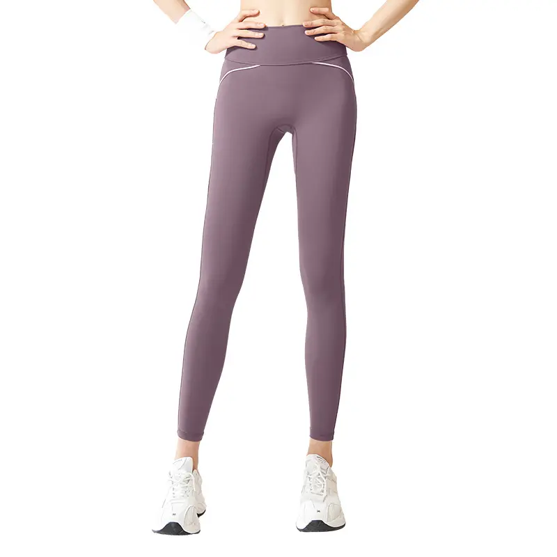 Juyatang line feeling no embarrassment line yoga pants high elastic nude feeling slim fit high waist fitness pants