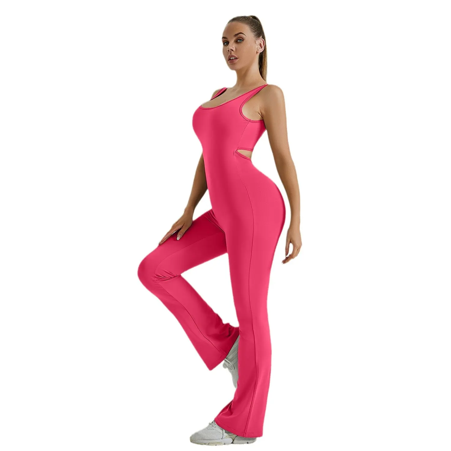European and American new fashion casual tight yoga jumpsuit hollow back jumpsuit leggings sports women fitness