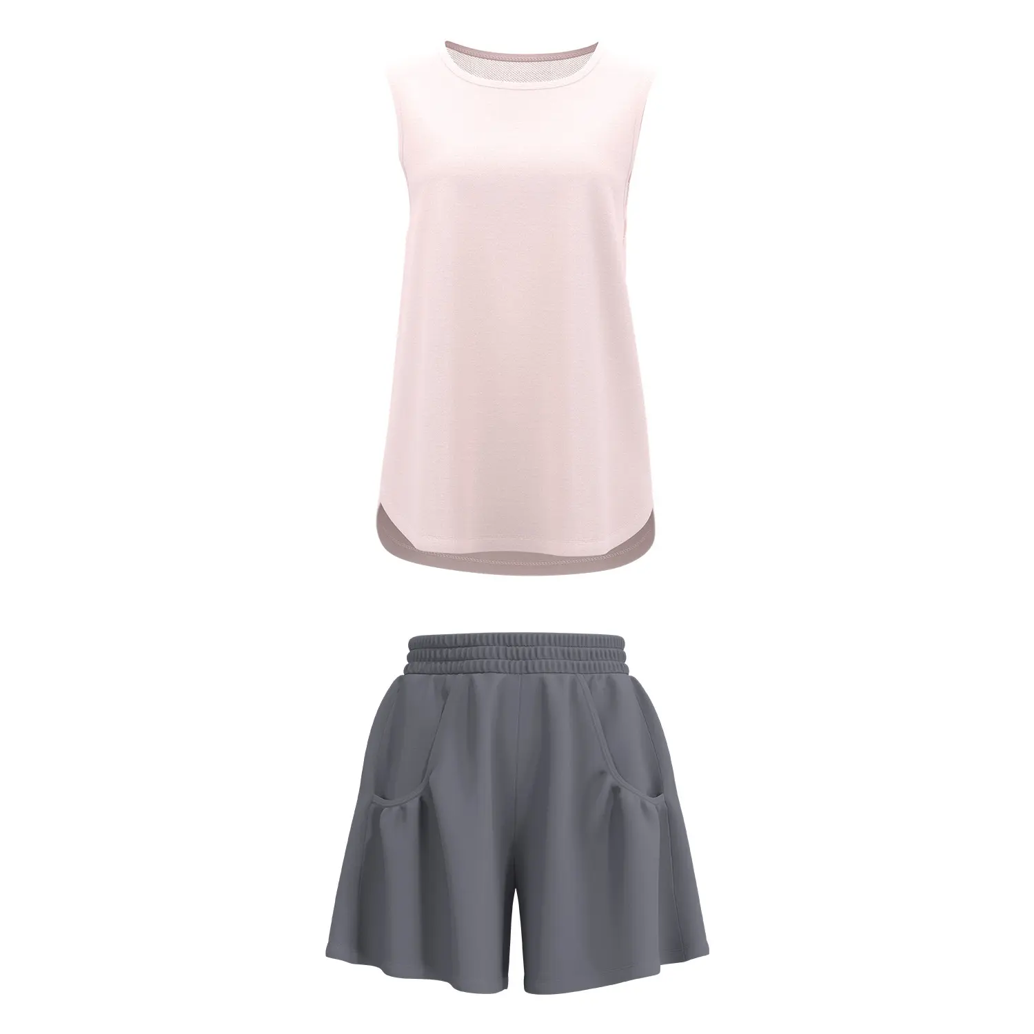 Juyitang casual sports suit loose running mesh beautiful back sleeveless vest blouse shorts sports suit women