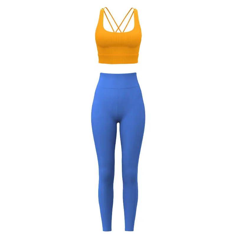 new striped yoga set is shaped, beautiful back, breathable and shockproof, gathering high waist and hip lifting fitness set.