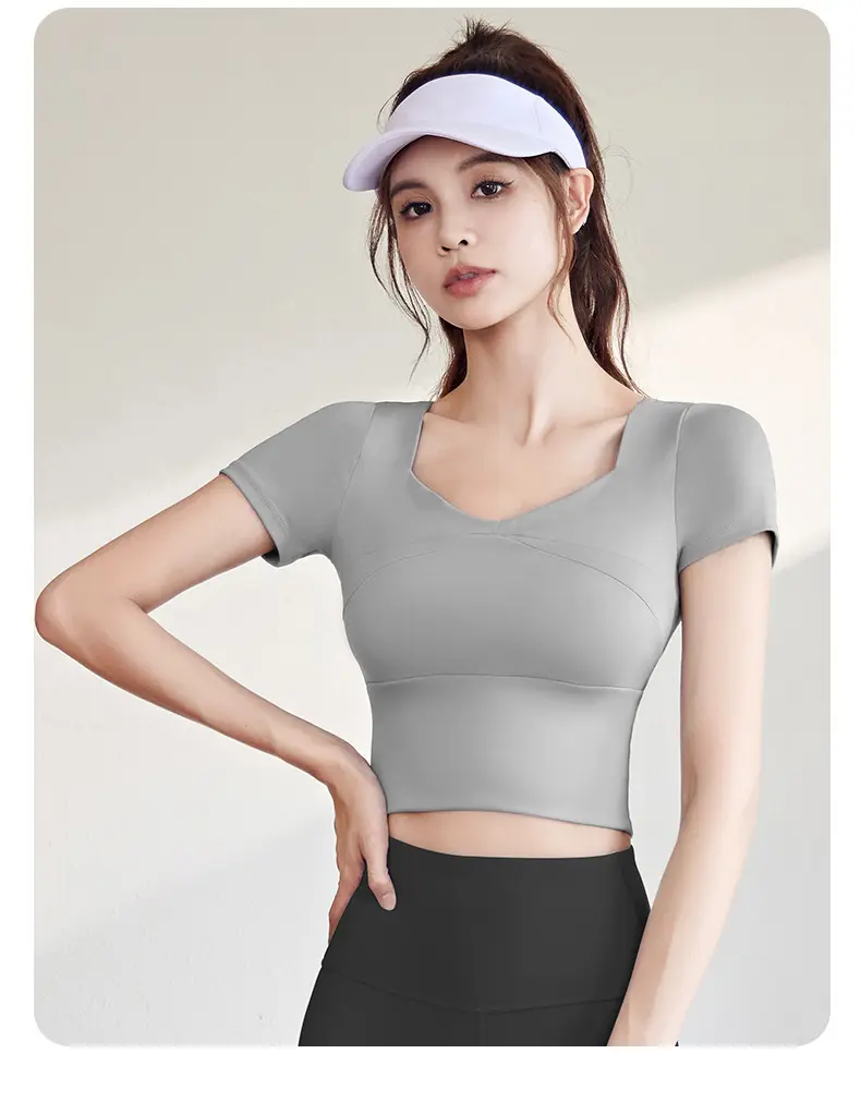 Juyitang Skinny Yoga Clothing Top Running Training With Chest Pad Fitness Clothing Slim Sports Suit