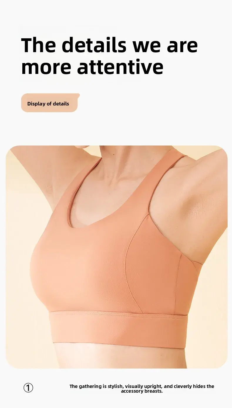 Juyitang High-intensity Anti-shock Sports Bra  Integrated Fixed Cups, Hook-and-eyeClosure, Breathable Sports Underwear for Women