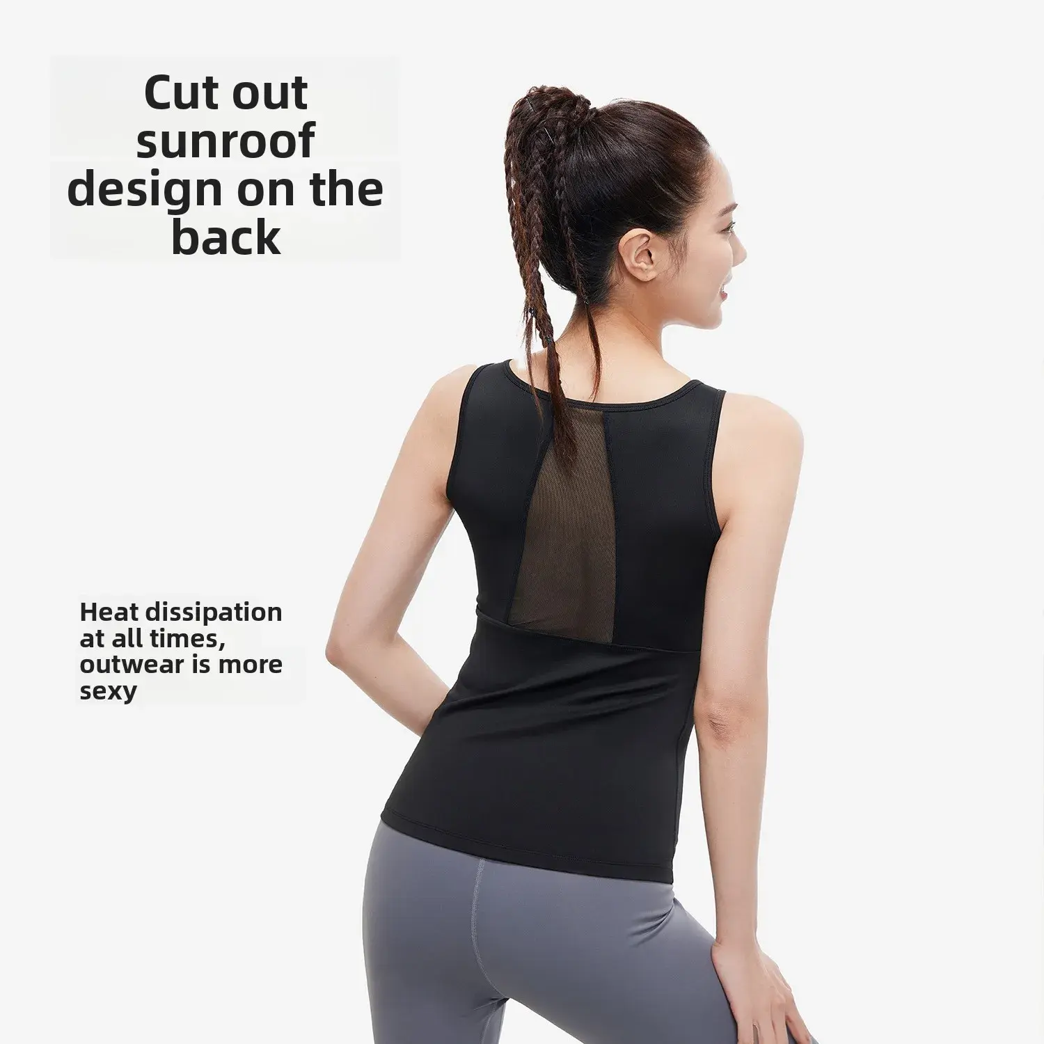 Juyitang Summer Mesh Hollow Yoga Vest Breathable Naked Beauty Back Skinny Sports Vest