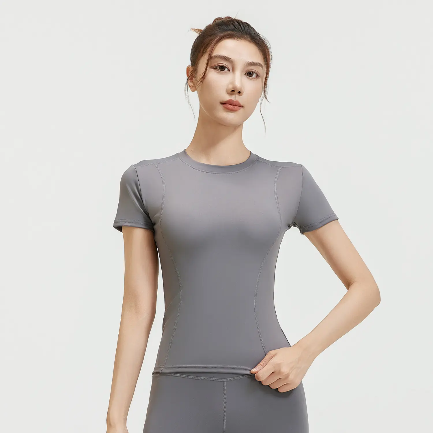 Juyatang Skinny Sportswear Women's Outdoor Running Fitness Training Yoga Clothing Short Sleeves