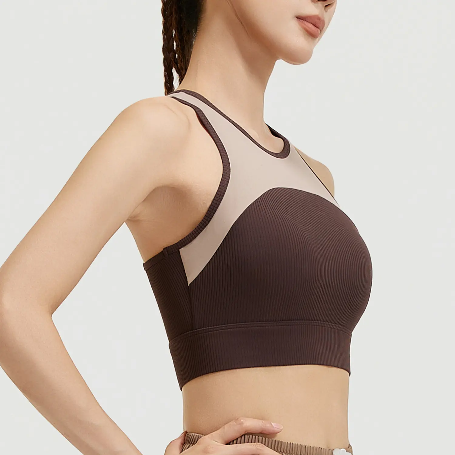 Juyitang new yoga vest fixed cup shoulder strap fitness sports bra underwear women