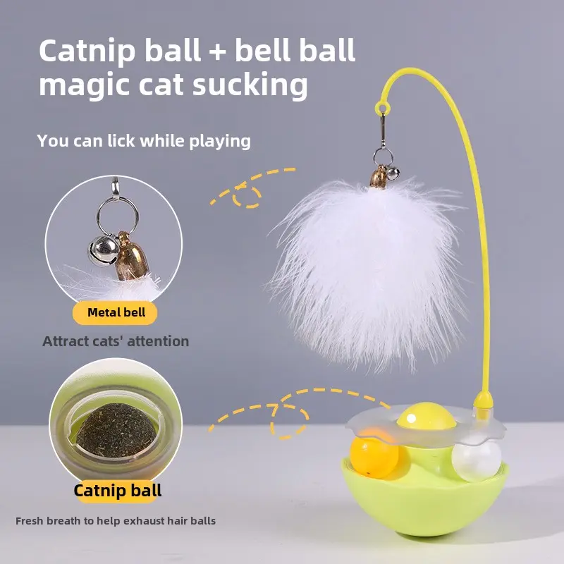 Original tumbler cat toy Self Hi can remove and wash funny cat stick feather bell catmint ball pet supplies