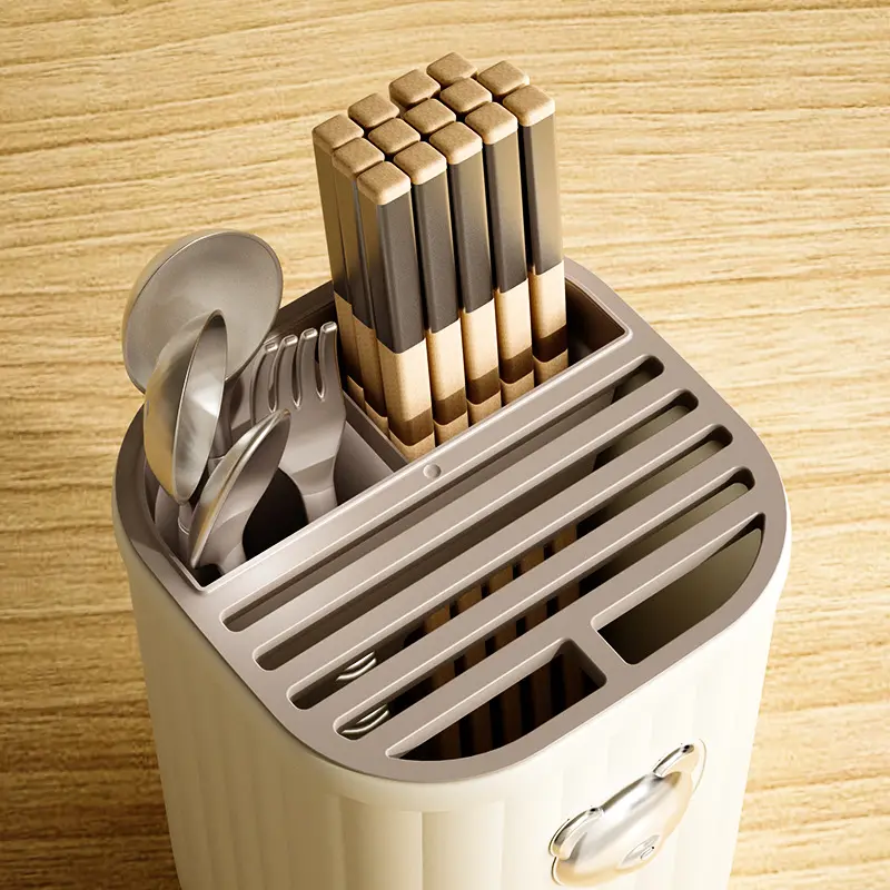 Kitchen rotating knife rack rack countertop multi-functional chopsticks cylinder knife rack integrated storage box tableware