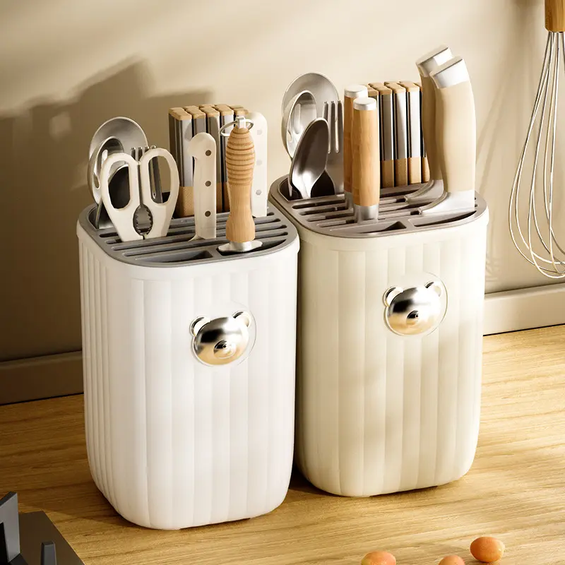 Kitchen rotating knife rack rack countertop multi-functional chopsticks cylinder knife rack integrated storage box tableware
