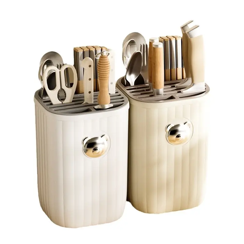 Kitchen rotating knife rack rack countertop multi-functional chopsticks cylinder knife rack integrated storage box tableware