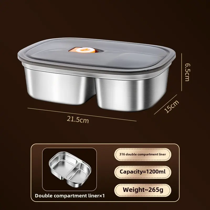 Fresh-keeping box 316 stainless steel lunch box with lid sealed leak-proof lunch box for office workers lunch box