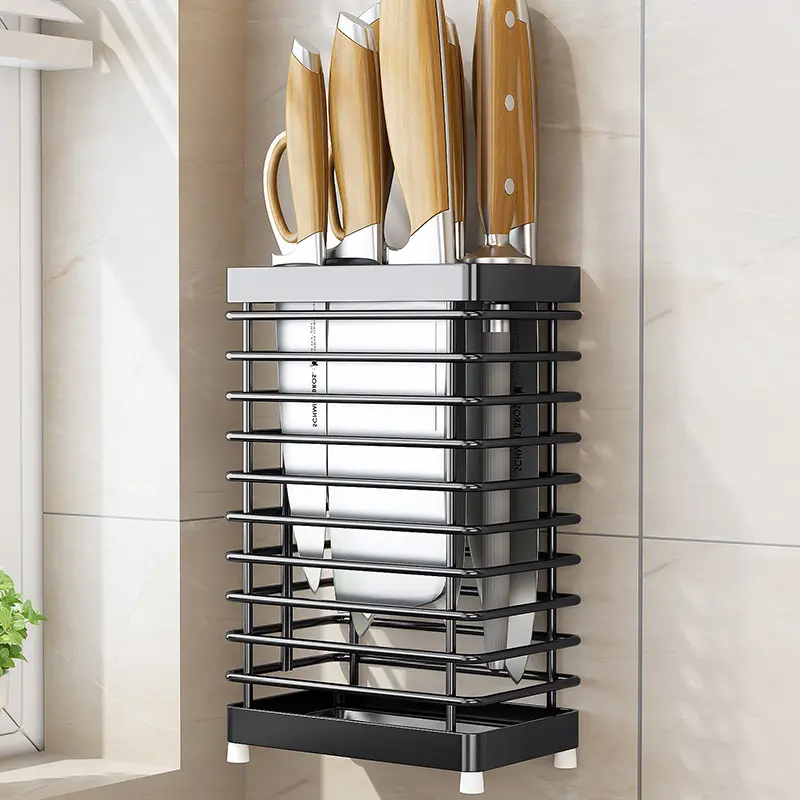 Stainless steel knife holder Cutting board rack Kitchen items storage rack Knife Chopping board Chopsticks container